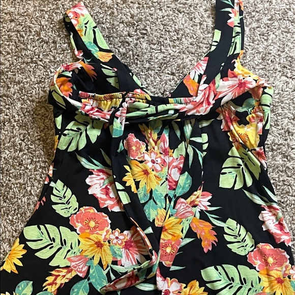 Tropical Floral Midi Dress - Black and Multicolor - Picture 11 of 12